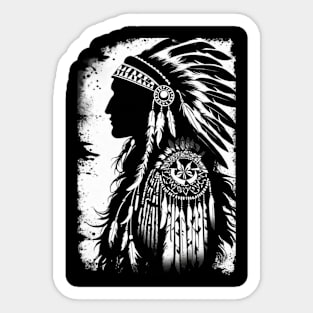 Native American black and white art Sticker